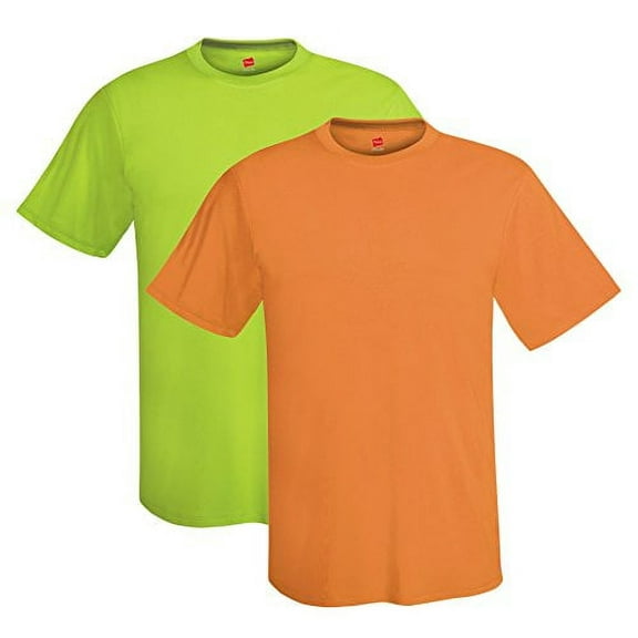 Hanes 4 oz NANO-T Cool Dri T-Shirt (Pack of 2) (1 Safety Green / 1 Safety Orange)