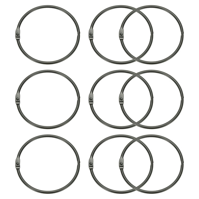 Uxcell 9Pcs Loose Leaf Binder Rings, 3.9 Inch Metal Open Card Rings Heavy Duty Book Rings for Key Index Card Rings Paper Rings Office, Black