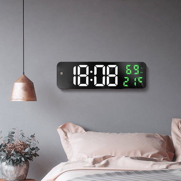 Mirror De Reloj De Pared Digital Grande, Temporizador De Pantalla LED De Pantalla Grande, Enchufe El Reloj De Alarma Electrónica Con Pantalla De Temperatura De Tiempo Para La