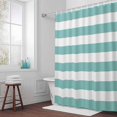 thumbnail image 5 of Classical Stripe Fabric Shower Curtain Teal Blue Washable Shower Curtains for Bathroom, Waterproof Bath Curtain with Hooks Home Decor 72x72in, 5 of 8