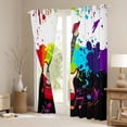 thumbnail image 3 of Music Theme 30%-50% Blackout Curtains Rainbow Tie Dye Curtains & Drapes, Electric Guitar Curtains Hippie Hip Hop Black Out Curtains, Colorful Splash Graffiti Window Drapes Aesthetic Decor, 3 of 6