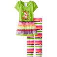 thumbnail image 2 of Bonnie Jean Little Girls' Fox Appliqued Legging Set, Green, 2T, 2 of 2