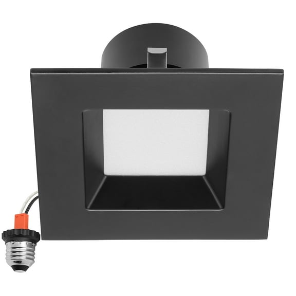 Maxxima 4 in. 5 CCT Retrofit Square Recessed LED Downlight, Black Trim, 800 Lumens, Color Selectable 2700K-5000K