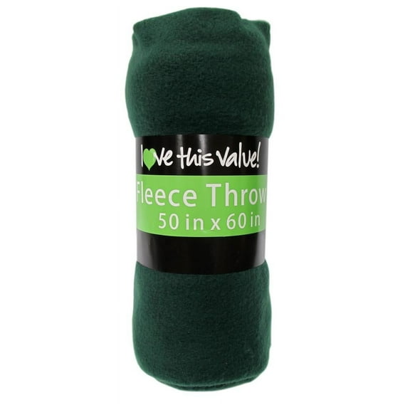 Imperial Home Dark Green Fleece Throw Blanket 60" x 50"