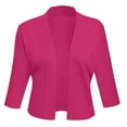 thumbnail image 5 of CILENON Plus Size Lightweight Jacket Women's Solid Color Knitwear Elegant Simple Versatile Short Coat Women's Cardigan (Hot Pink,L), 5 of 5