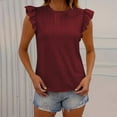 thumbnail image 2 of Ltctricy Summer Tops for Women Trendy Ruffle Sleeve Crew Neck Eyelet Embroidered T Shirts Casual Tunic Blouses, 2 of 7