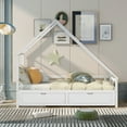 thumbnail image 4 of Clearance! Extending Daybed with Two Drawers, Wooden House Bed with Drawers, White, 4 of 9