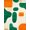 Green Orange White, Pattern 19, variant on Design&I 8'x10' Washable Area Rug Sleek Flatweave Pet Friendly Abstract Sunflower Petal Motif Contemporary Decorative Orange for King Size Bedroom, Under Bed