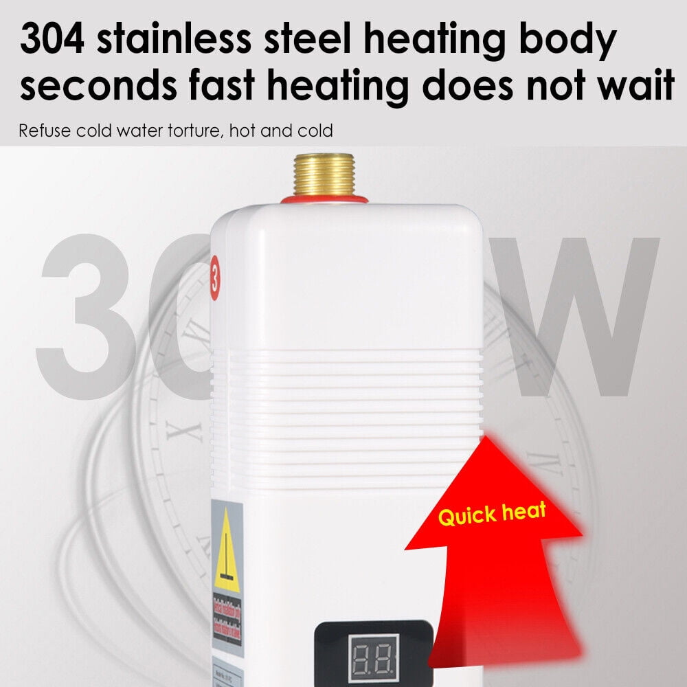 KingFurt 110V 3000W Tankless Electric 3-Second Instant Hot Water Heater For Kitchen and Bathroom
