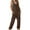 Brown, variant on Women Jumpsuits & Playsuits Elegant Sleeveless Knit Romper Casual Loose Wide Leg Dungarees Suspender Bib Overalls Straight Pants Pocket Summer Playsuit for Holiday Beach