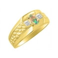 thumbnail image 5 of RYLOS Men's Rings Yellow Gold Plated Silver Classic Nugget 6X4MM Oval Gemstone & Diamond Ring Opal African October Birthstone Ring Size 8, 5 of 6