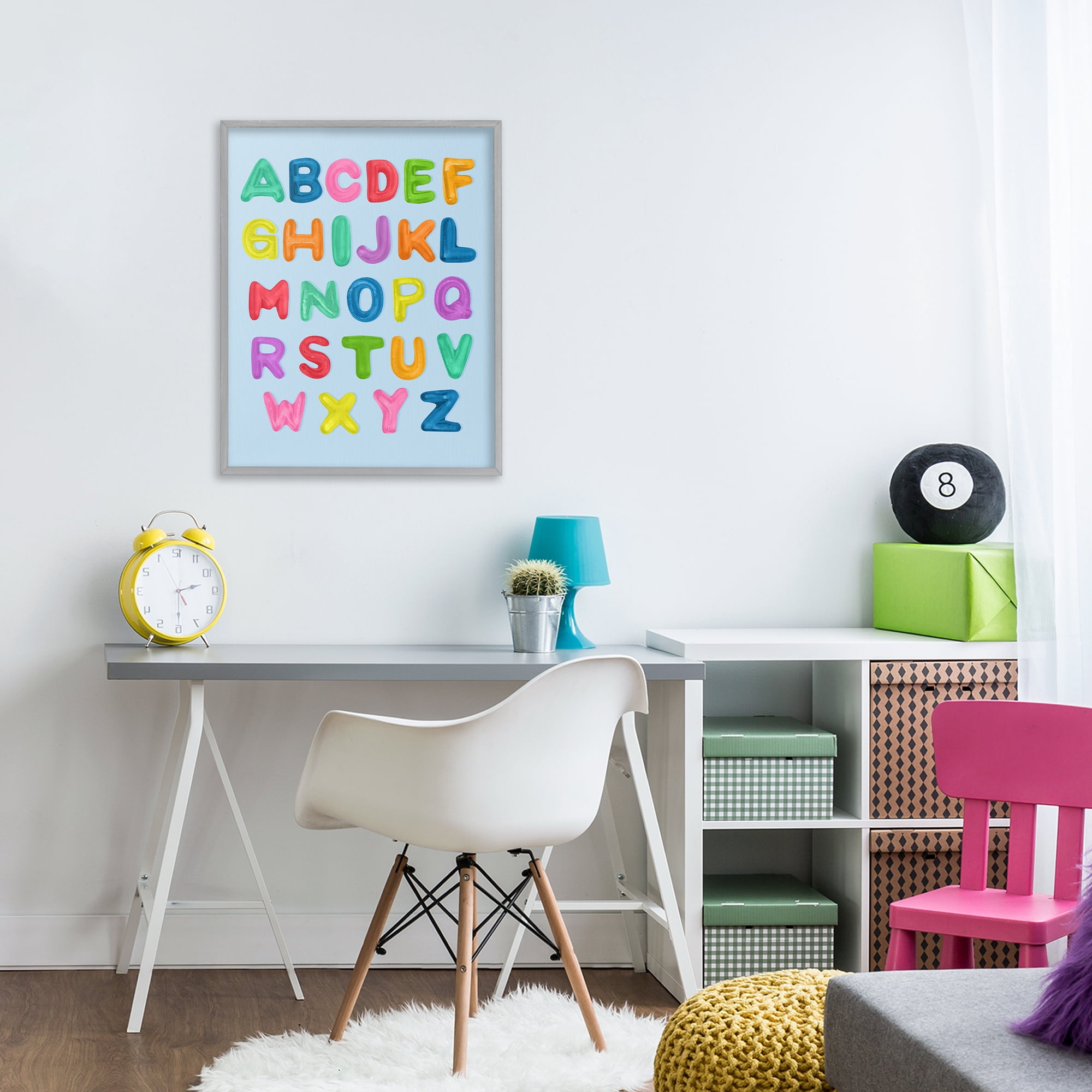 Stupell Industries Gummy Candy Alphabet Gray Framed Giclee Art, design by LISH Creative