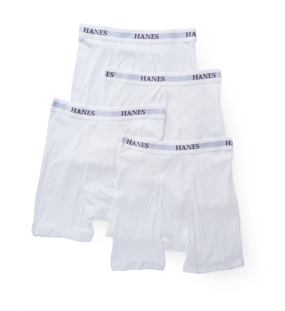 Men's Hanes Y692 Platinum Premium Boxer Briefs 4 Pack (White M