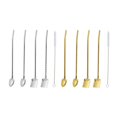 

Spoon Straws Straw Spoons Kitchen Accessories Rainbow Dessert Stirringstir Scoop Metal Steel Stainless Smoothie Drinking