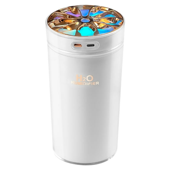 Niovtt Car Air Humidifier Colorful Night Light 300ml Mini Mist Humidifier (White)