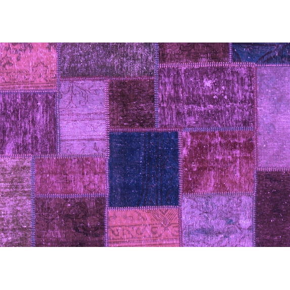 Ahgly Company Indoor Rectangle Abstract Purple Modern Area Rugs, 4' x 6'