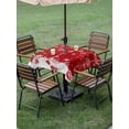 thumbnail image 3 of Outdoor Tablecloth with Umbrella Hole and Zipper, Red Balls Christmas Square Table Cloth 60x60 Inch Waterproof Tablecloth, Christmas Ball Snowflake Xmas Picnic Table Cover for Patio Camping, 3 of 7