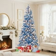 thumbnail image 2 of Gymax 8 FT Pre-Lit Artificial Christmas Tree Blue Hinged Xmas Tree w/ 1458 Frosted PVC Branch Tips, 2 of 10