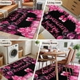 thumbnail image 5 of Area Rug for Living Room, Happy Birthday Pink Non-Slip Indoor Large Carpet for Bedroom/Dining Room, Gifts Balloons Goblet Glitter Ribbons Black Washable Low-Profile Floor Mat Runner Rugs - 3 x 5 Ft, 5 of 8