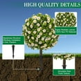 thumbnail image 4 of 25 Inch Artificial Boxwood Topiary Ball Trees with  Flowers Set of 2  Outdoor  Ground Spike Indoor Outdoor Decor, 4 of 6