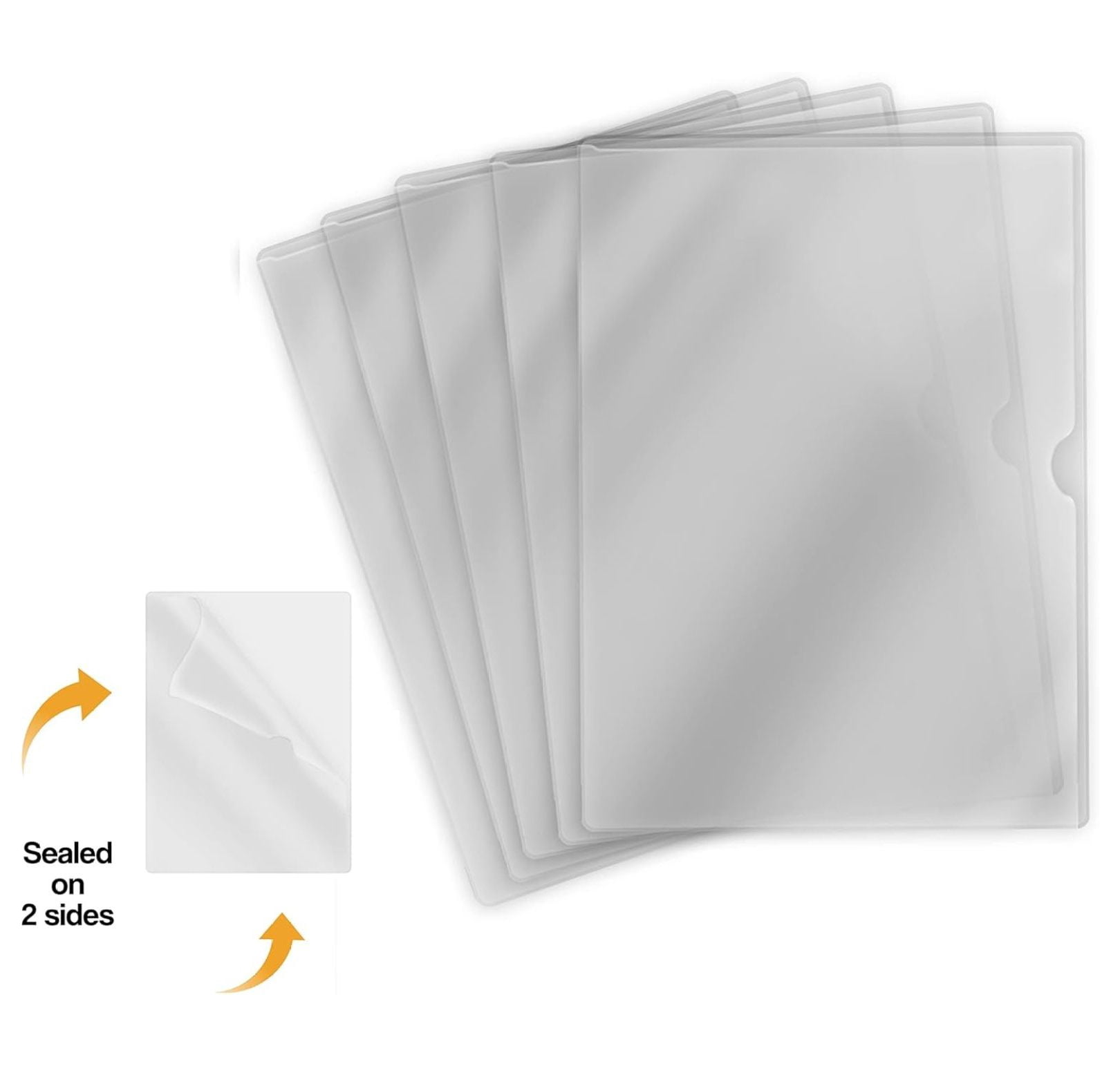 Frosted Clear Vinyl Folders - Heavy Duty Plastic Folders with Pocket, Letter Size L-Type Document Organizer for Office, Home & Medical Records - 50 Pack