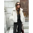 thumbnail image 4 of Abrigo de piel sintética con solapa y cremallera para mujer, chaqueta gruesa de manga larga, holgada y esponjosa, ropa de calle alta para otoño e invierno, 2024, 4 of 5