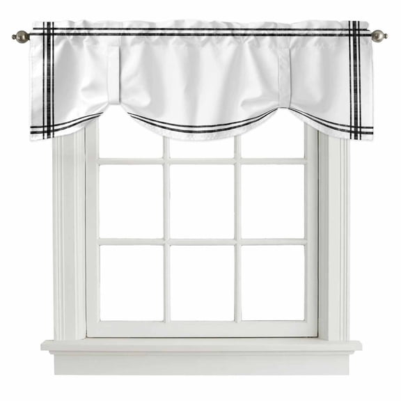Pure White Tie Up Valance Curtains for Windows, Kitchen Curtains Window Shades, Simple Solid Color Light Filtering Roman Curtain Valances for Bedroom/Bathroom/Cafe 42"x18"