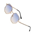 thumbnail image 1 of Gafas de sol cuadradas retro Qarigey UV400 metal hexagonales vintage Lentes azul, 1 of 6