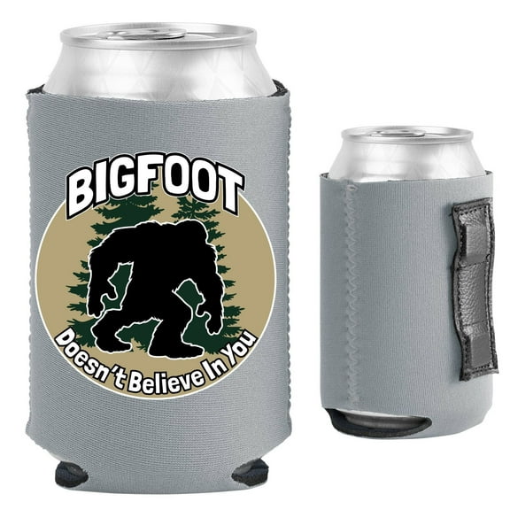 Bigfoot Doesn't Believe In You Magnetic Can Coolie (Gray)
