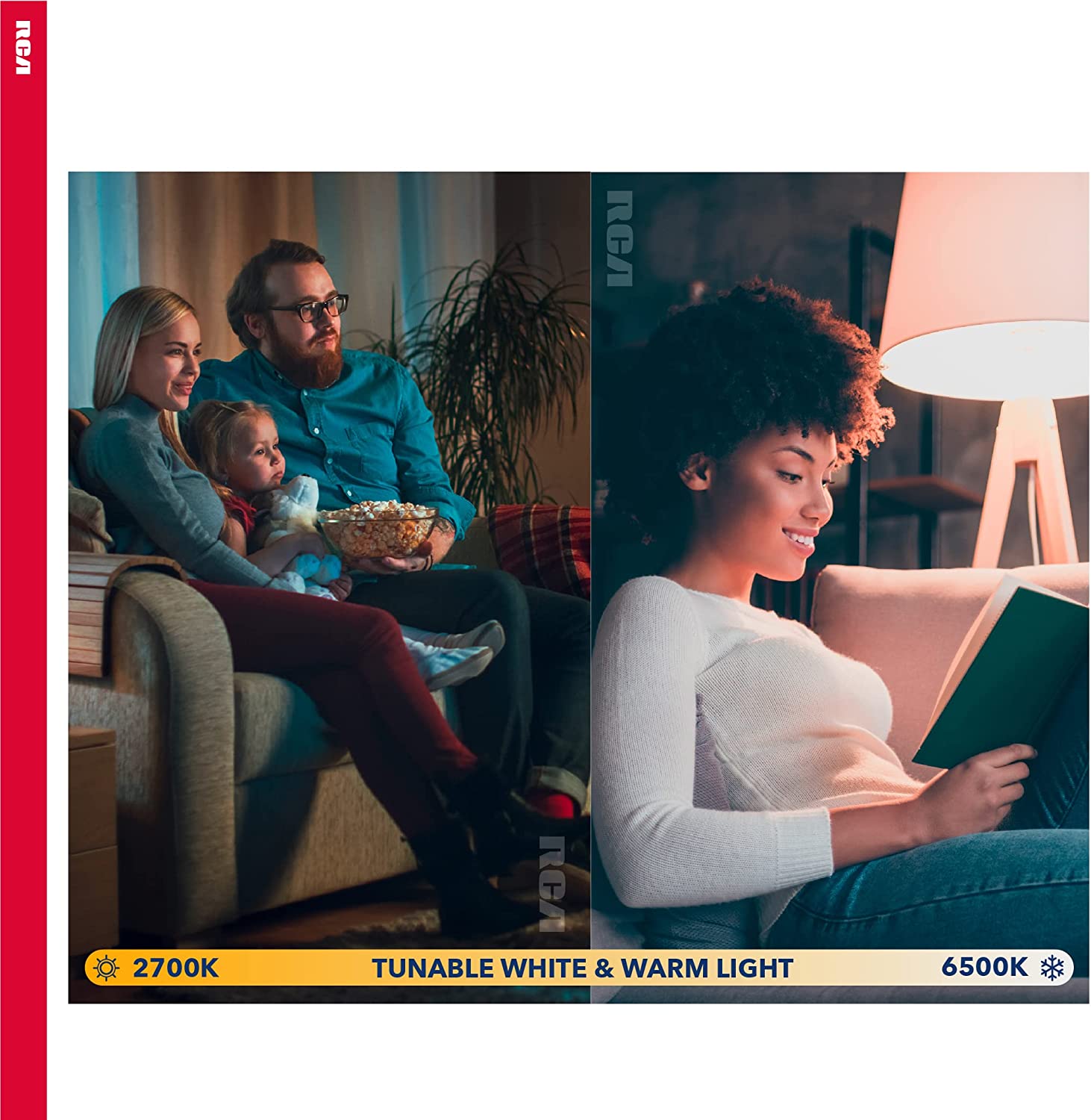 RCA Dimmable Smart Light Bulbs, 2-PK | BR30 WiFi LED Light Bulb | Indoor Flood LED Bulbs | 9W (60W Eq) | 2700K Soft White, 720 Lumens, E26 Base | Voice Activated Lights, Google & Alexa Light Bulb