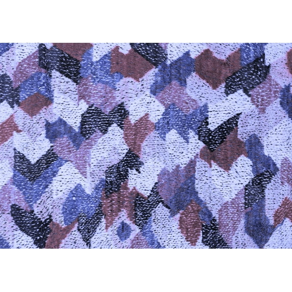 Ahgly Company Machine Washable Indoor Rectangle Abstract Blue Modern Area Rugs, 2' x 4'