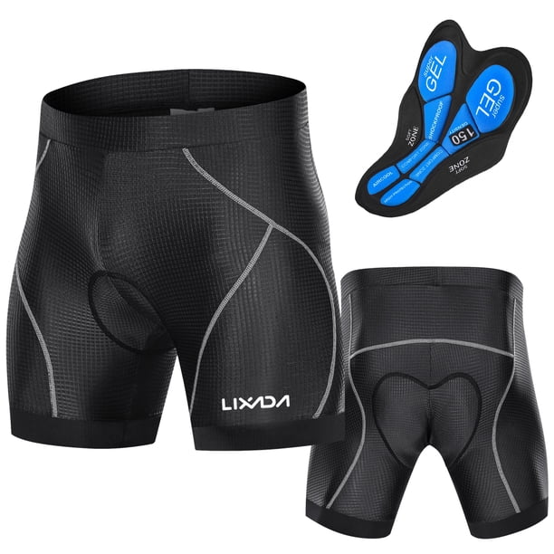 Lixada - Pantalones cortos acolchados para hombre con puños antideslizantes en las piernas