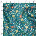 thumbnail image 2 of Soimoi Blue polyester Crepe Fabric Leaf Floral Fabric Prints By Yard 52 Inch Wide, 2 of 6