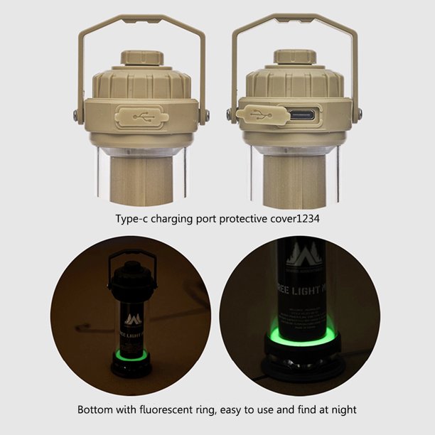 Lámpara LED para acampar de 2600mAh, pantalla de 85LM, accesorios para acampar recargables TYPE-C