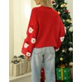 thumbnail image 4 of Christmas Sweaters for Women Juniors Cute Santa Claus Patch Trendy Pullover Sweters Lantern Sleeve Cropped Sweater Shermie, 4 of 5
