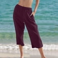 thumbnail image 2 of Timegard Womens Capri Pants Wide Leg Elastic Waisted Solid Color Lounge Pants with Pockets Crop Pants, 2 of 6