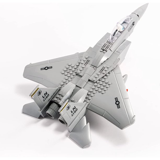 Military F15 Eagle Fighter Jet Building Blocks Set, Army Plane Toys as