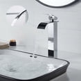 thumbnail image 2 of Grifo de lavabo de cascada alto moderno, grifo de baño de diseño elegante, grifo mezclador de lavabo de latón alto de un solo mango con agua fría y caliente Vhermosa BST3059195, 2 of 5