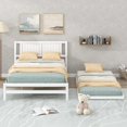 thumbnail image 4 of Harper & Bright Designs Full Size Platform Bed with Adjustable Trundle, Wooden Full Bed Frame with Headboard, No Box Spring Needed (White), 4 of 4