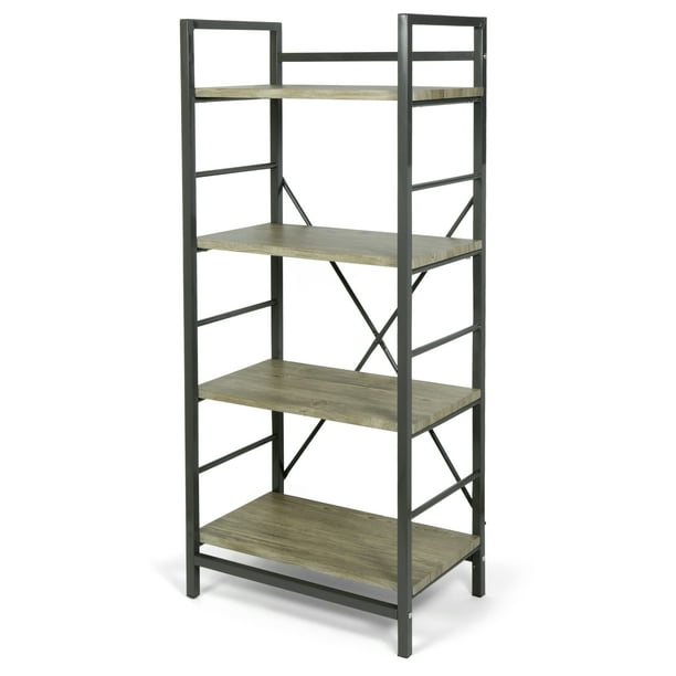 Urban Shop Silver 4 Tier Wood Metal Shelving Unit - Walmart.com ...