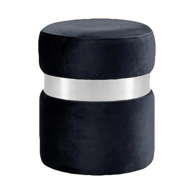 Meridian Furniture Hailey Contemporary Velvet Ottoman/Stool in Black