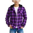 thumbnail image 2 of Loopsun Kids Winter Jackets, Toddler Shirt Jackets, Toddler Boys and Girls Casual Button Down Plaid Shirt Long Sleeve Hooded Outerwear Jackets Purple, 5-6 Years, 2 of 5