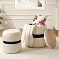 thumbnail image 1 of Tabouret Rond avec Rangement en Velours pour Salon, Poufs de Rangement, Repose-Pieds Multifonction, 1 of 5
