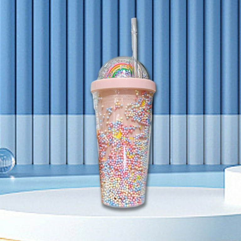 XEOVHV Clearance Rainbow LED Light Up Rainbow Cup with Straw