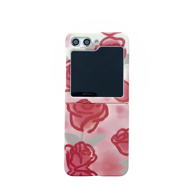 Rose Red Flower Phone Hard Plastic Protective Shockproof Case For Samsung Galaxy Flip 5 Flip 4 Flip 3