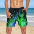 thumbnail image 4 of Men's Big and Tall Athletic Shorts with Pockets and Drawstring Printed Casual Beach Wear In Poly Blend, 4 of 6