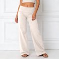 thumbnail image 2 of Womens Pants Summer Lightweight Low Waist Flared Jeans Casual Sports Solid Beige L, 2 of 5