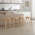 thumbnail image 3 of Guyou Backless Counter Stools Set of 2, 24 Inch Rustic Farmhouse Wooden Saddle Stools, Bar Stools for Kitchen Island Bar Bistro, Natural, 3 of 7
