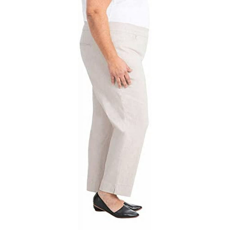 Hilary Radley Womens Pull On Ankle Pant (Heather Beige, X-Large)