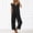 Black, variant on Linen Rompers for Women Casual Short Sleeve Button Down Overalls Wide Leg Loose Jumpsuit with Pockets
